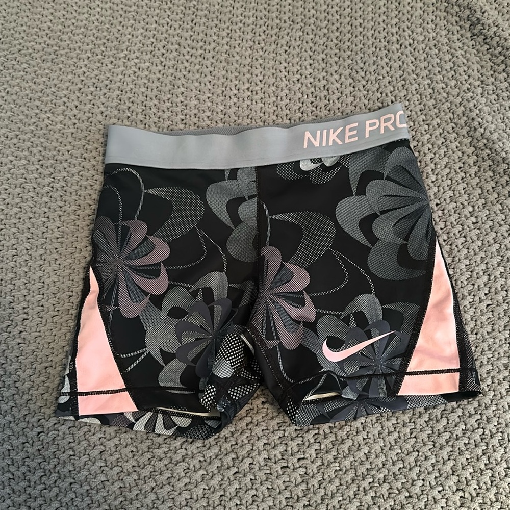 nike pro, shorts, pink and grey, size medium